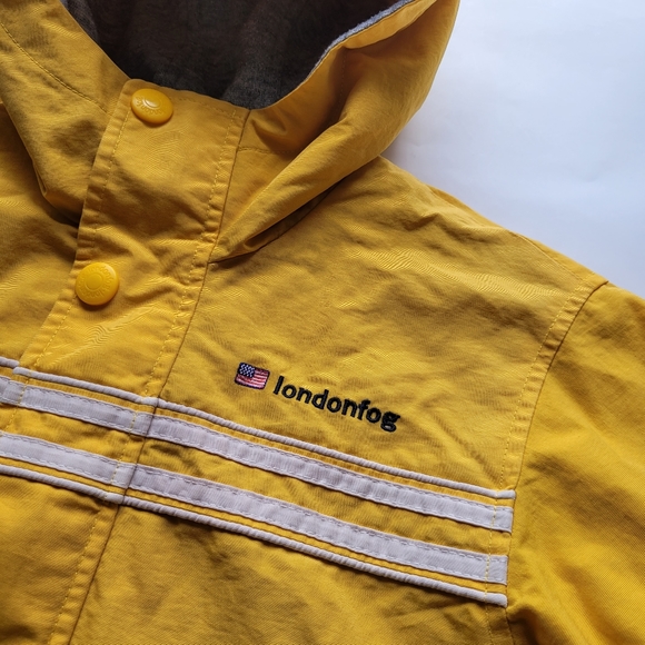 London Fog Jersey Lined Hooded Windbreaker Jacket - Yellow/Blue - M - EUC - Picture 4 of 6